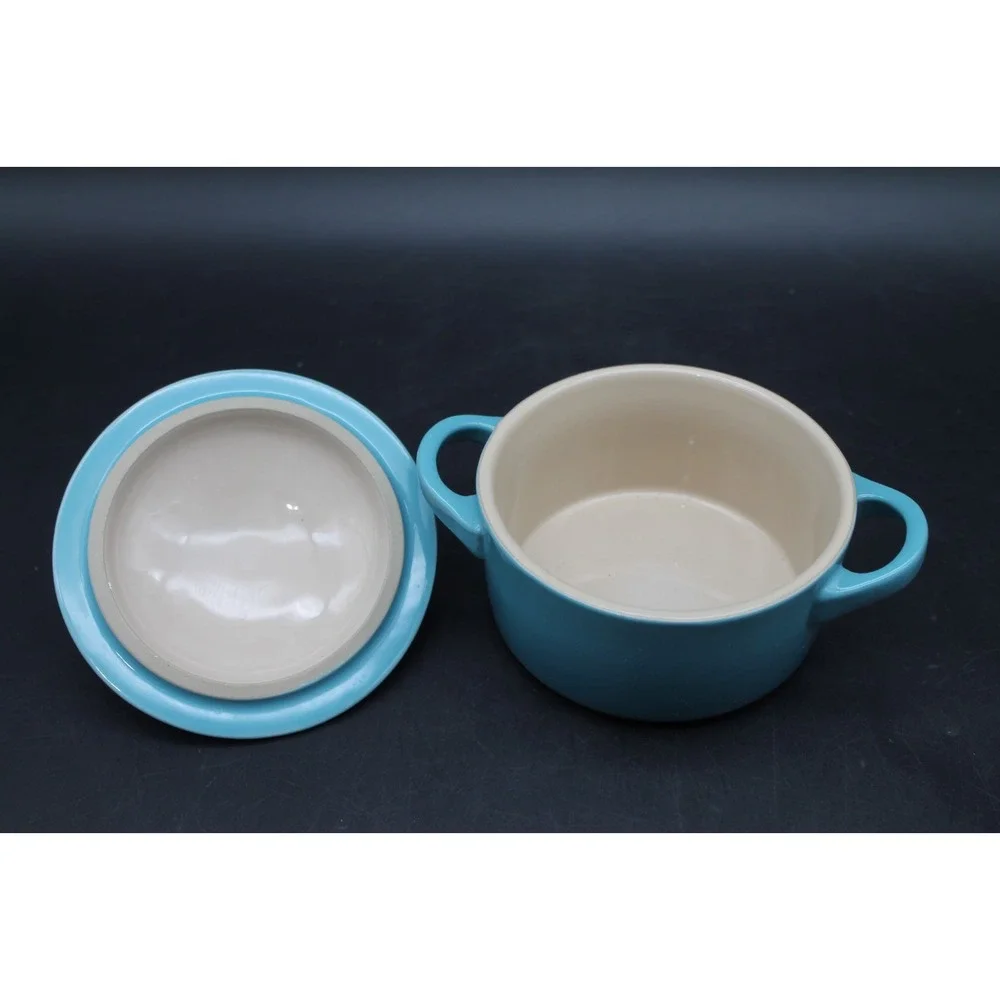 Le Creuset 8 Oz Caribbean Petite Round Individual Casserole Mini Cocotte Blue
